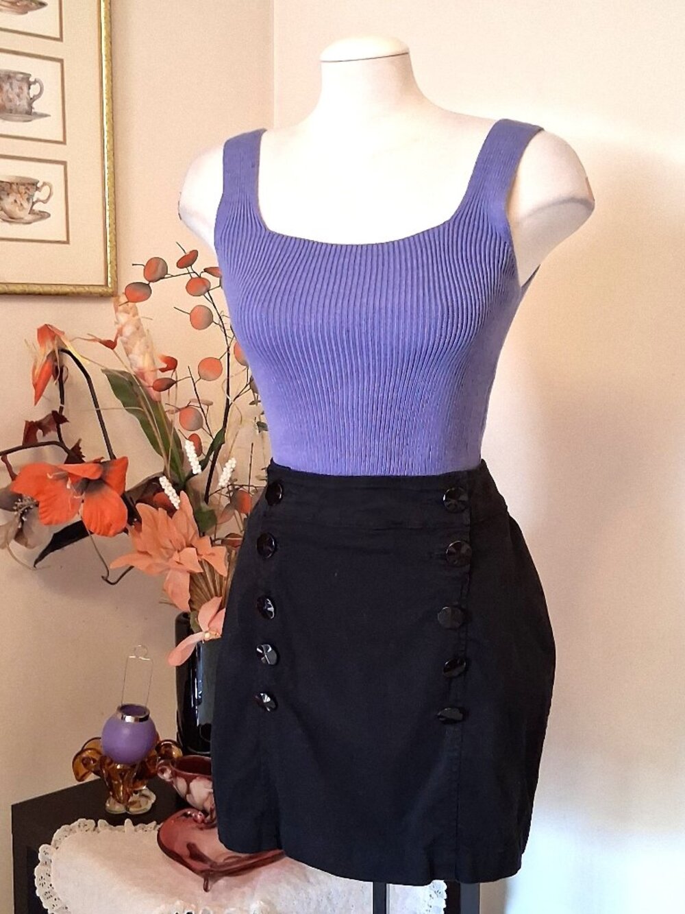 NWOT Colcci Black Cotton Mini Skirt High Quality Designer Piece Summer 8